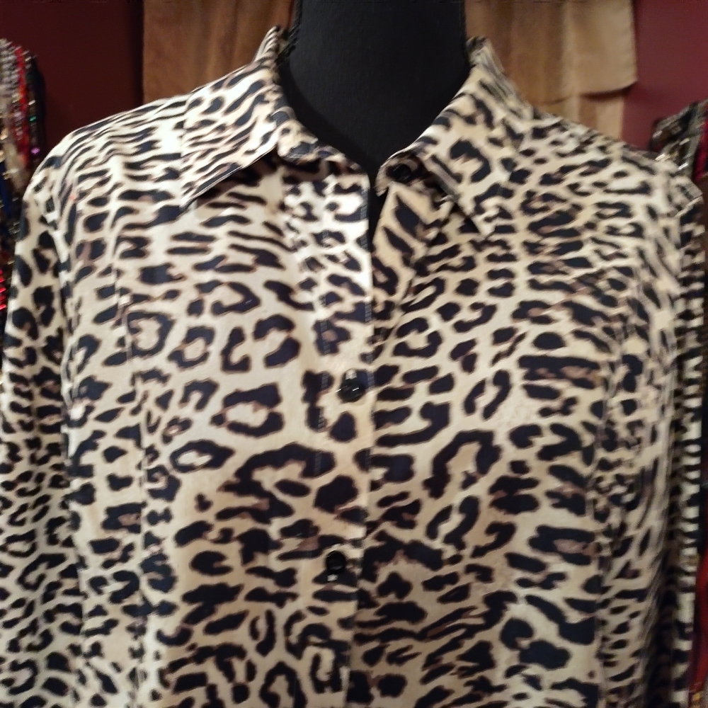 Chico's Leopard & Zebra Print Button Down Shirt X… - image 3